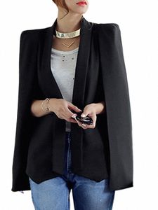 Zanzea femmes revers Cape Blazer Fi manches fendues manteau 2023 automne nouveau bureau solide Cape décontracté OL noir costume veste vêtements de travail X288 #