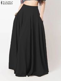 Zanzea Femmes Spring Sundress Fashion Maxi Jirts élégants longs vestidos féminins hauts hautes robe robe plage faldas saia 240419
