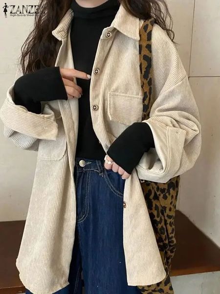 ZANZEA femmes vêtements Vintage mode coréenne lâche Allmatch vestes velours côtelé décontracté Harajuku à manches longues manteau Streetwear 240116