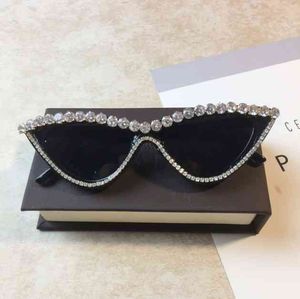 Zaolihu Luxe Diamond Dames Zonnebril Zwart Frame Cat Eye Sun Bril UV400 BLING Eyewear Oculos de Sol