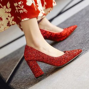 Zapatos de Mujer 2021 Platform High Heel Dames Pumps Sexy bling feestjurk trouwschoenen plus maat 32-48 2103
