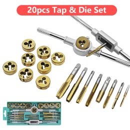 Zappers 20 stks Tik Die Set M3M12 METRIC MANNELIJKE DRAAD PLUK KIT TITANIUM PLATE METALEN SCHROPEN HOLDER RECHT TEPAIER REamer Handgereedschap Set