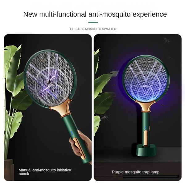 Les mouches électriques Zappers 3000V Swatter Killer avec UV Light USB rechargeable lampe LED Mosquito Trap Racket anti-insecte Zapper