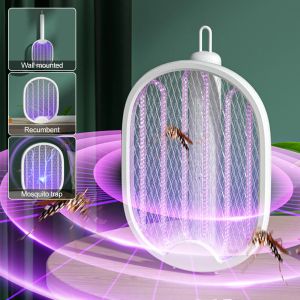 Zappers 4 in 1 elektrische mugmodo Killer Fly Swatter Trap USB -oplaadbare muggen Racket Insect Killer met UV Light Bug Zapper 3000V