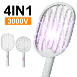 Zappers 4 en 1 1 moustique électrique pliable Killer 3000V Fly Swatter Trap USB Mosquito Racket Insect Killer Bug Zapper