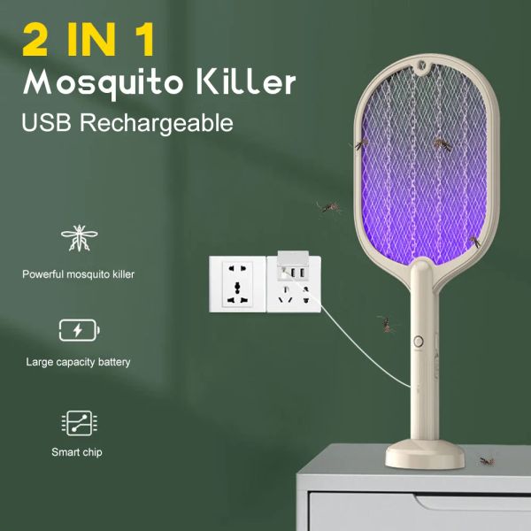 Zappers Electric Mosquito Racket UV Lamp Fly Swatter USB RECHARGAGET OUTDOOR MOSQUITO KILLER BUG ZAPPER PIP POUR LAMPE MOSQUITO HOME