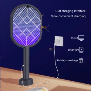 Zappers Mosquito Racket 2in1 Mosquito Racket Insect Killer USB Charging Protective Net Momening Supplies for Home Summer Sleep