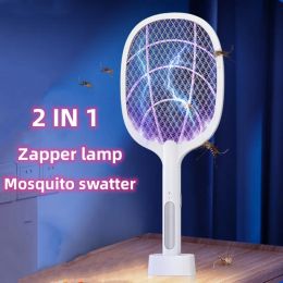 Zappers Mosquito Swatter Fly Zapper Racket 2 en 1 avec la lampe violette Piège de séduction Zapper USB Bogue rechargeable Swatter Quality Sleep Tool