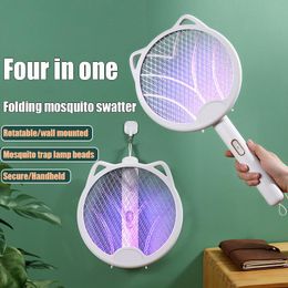 Zappers Nouveaux moustiques électriques pliants Swatter rechargeable ménage durable Fourinone Mosquito Swatter Fly Swatter Litather Batterie