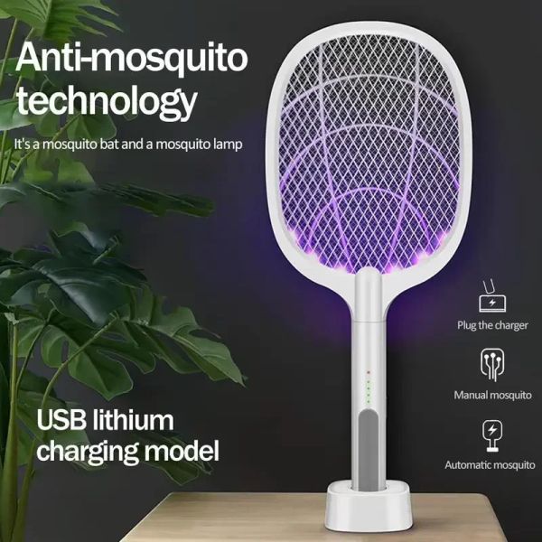 Zappers Portable Electric Shocker UV Light Mosquitos Killer lampe USB Charge de charge Zapper Trap à mouche Zappement de moustique rechargeable Swatter