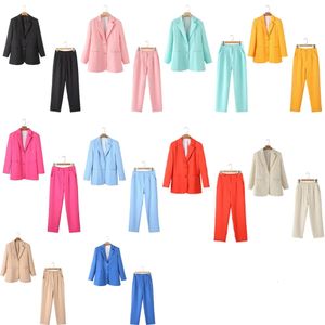 Zar Springsummer Fashion Fashion Européen et Américain Colas-Loose Color Color Set Suit Pants 240423