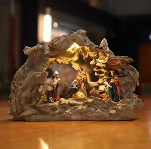 Zayton Natividad Escena Set Regalo de Navidad Sagrada Familia Estatua Cristo Jesús María José Figura Católica Adorno de Navidad Decoración para el hogar 210607