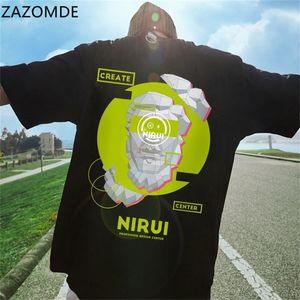 ZAZOMDE 100% coton tête portrait T-shirt hommes dessin animé imprimé hommes T-shirt mode Hip Hop High Street Tees été Streetwear 220621