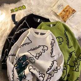 ZAZOMDE Harajuku mode tricoté femmes homme Pull mignon dessin animé dinosaure Pull pulls 2021 mode Streetwear Pull Pull