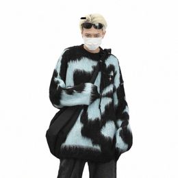 Zazomde Coreano Fi Streetwear Suéter Hombres Invierno High Street Vintage LG Manga Jersey Casual Y2k Punto Suelto Chic Suéter A2oY #