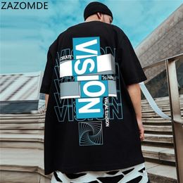 ZAZOMDE T-shirt Hip Hop Graffiti Impression T-shirts à manches courtes Streetwear Hommes Harajuku Casual Coton T-shirts Chemises Homme T-shirt 220621