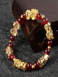 ZB2 Nouveau Style Pierre Jaune PIXIU Bracelet Vintage 3D Perles De Grenat Rouge Feng Shui Chanceux Brave Richesse Bracelet pour Femmes Hommes Bangles3490439