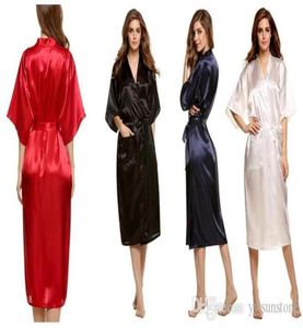 ZC Fashion Women 039S Solid Silk Kimono Robe voor bruidsmeisjes Wedding Party Night Jurk Pyjama's 5 kleuren beschikbaar 80373847716819