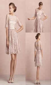 ZCD064 Nouveau A LIGNE HIGH COLVER TEA ROSE LACE COCKET ROBRES COCKTAIL VESTIDOS DE NOIVA 7892004