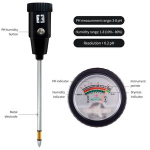 Probador de pH del suelo ZD-06 Medidor de humedad del pH con sonda de electrodo de 295 mm de largo probador de suelo impermeable para el suelo Tester