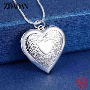 Zdadan 925 STERLING Silver Love Heart Photo Frame Pendant Collier pour femmes Bijoux de mariage Fashion Gift L230704