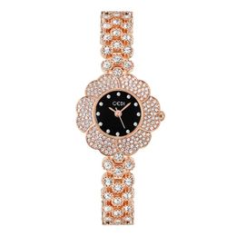 ZDR_Womens eenvoudige lichte luxe high fashion bloemvorm legering armband kleine prachtige waterdichte quartz horloge Horloges geschenken