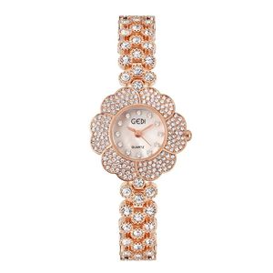 ZDR_Womens simple lumière luxe haute mode fleur forme alliage bracelet petit exquis étanche montre à quartz cadeaux