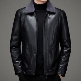 ZDT-8045 hiver hommes en cuir véritable manteau décontracté en peluche épaissie veste courte revers en cuir vers le bas manteau 231229