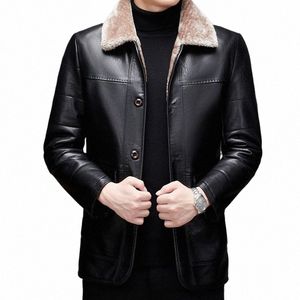 zdt-8046 Hiver hommes en cuir véritable manteau en peau de mouton veste col rabattable fourrure épaissie intégré décontracté Plus Fat Plus manteau 84QL #