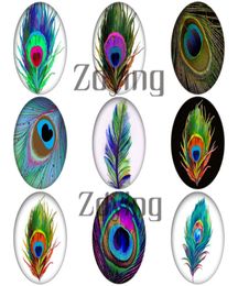 Zdying entier 1825mm forme ovale verre Cabochon paon plume dôme perles bijoux à bricoler soi-même faisant des résultats 10pcslot3590664