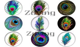 Zdying entier 1825mm forme ovale verre Cabochon paon plume dôme perles bijoux à bricoler soi-même faisant des résultats 10pcslot9781436