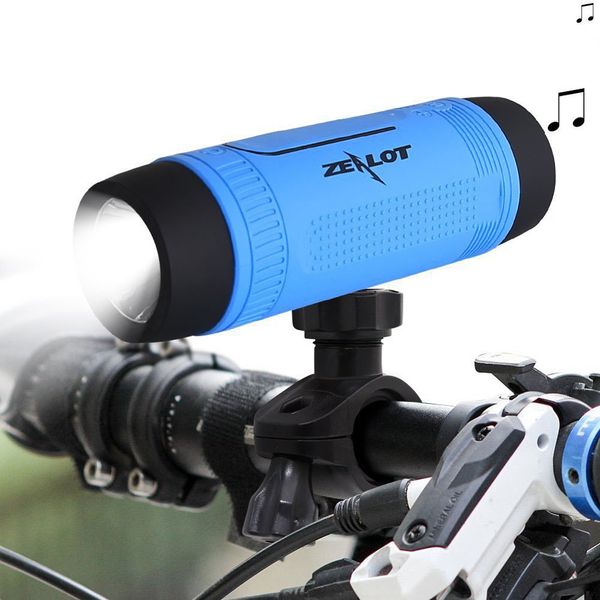 Zealot S1 Bluetooth haut-parleur de vélo extérieur caisson de basses portable haut-parleurs 4000 mAh banque d'alimentation / lampe de poche LED / radio FM avec emballage de vente au détail
