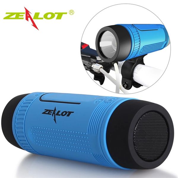 ZEALOT S1 Haut-parleur Bluetooth portable Haut-parleur de vélo sans fil Radio FM Extérieur Étanche Boombox Support Carte TF, AUX, Lampe de poche, Banque d'alimentation