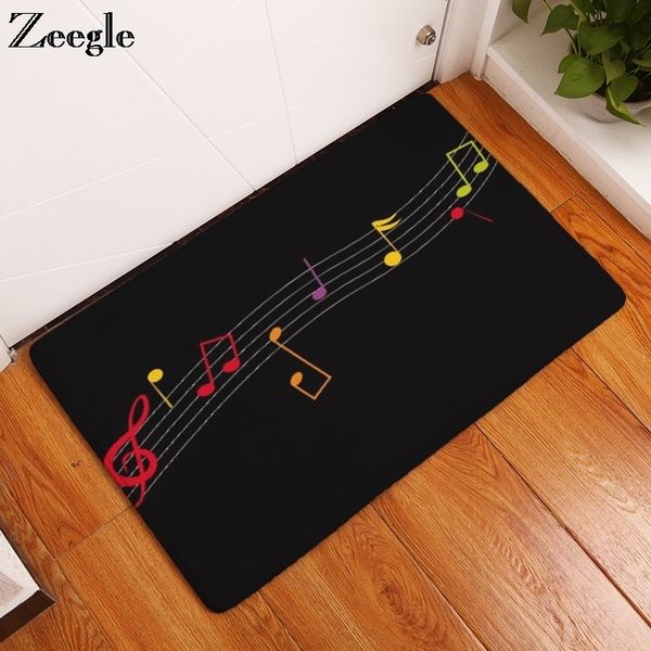 Zeegle Musical Remarque Portant imprimé pour porte d'entrée Porte antidérapante Tat de sol de cuisine Baby Room Carpets Absorbants Bathroom Mats Y200407