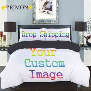 Zeimon 3d imprimé ensemble de literie personnalisé Polyester Textiles de maison double reine taille 2/3 pièces ensembles de housse de couette avec dos noir/gris