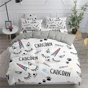 Zeimon Luxe 3D Beddengoed Set Unicorn Print Leuke Dekbedovertrek voor kinderen Gift Beddengoed Home Textiel Bed Set 201119