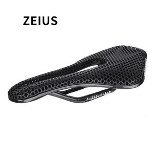 Zeius Road Mtb Bicycle 3D Printing Saddle Carbone Fibre Rails Ultralight 166g Hollow confortable Honeycomb Cushion 240530