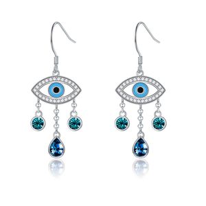 Zemior 925 Sterling Silver Demon Eye Water Drop Earrings voor Dames Blauw Oostenrijk Crystal Romantic Anniversary Gift