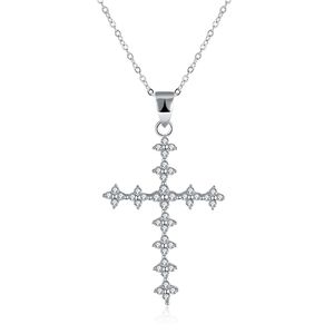 ZEMIOR classique en argent Sterling 925 croix collier pendentif pour femmes brillant CZ colliers bijoux cadeau romantique à petite amie Q0531