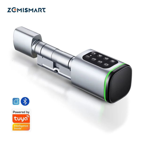 Zémismart Tuya ble Smart Digital Lock DIY CYLINDER Electronic Lock App Key Carte IC Mot Mot de passe de mot de passe pour l'appartement El Security 240422