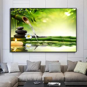 Zen Spa Still Life Water Stone Bamboo Canvas schilderen Wall Art Pictures Boeddhisme Posters Afdrukken Woonkamer Slaapkamer Decor Cuadros