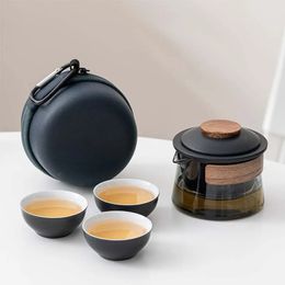 Kit de théière et de tasse à thé Zen, fabrication ménagère, service à thé de voyage, sac Portable en plein air, fournitures chinoises 1 bol 3 240328