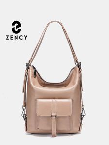 Bolso de hombro Zency elegante para mujer, bolso de mano de gran capacidad 100 de cuero genuino, bolso multifunción, bandoleras cruzadas 240307