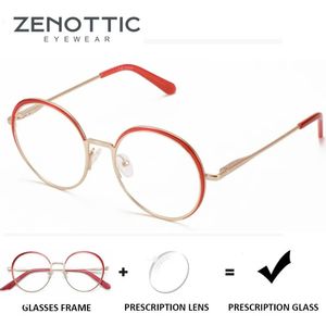 Zenottic legering recept glazen vrouwen windsor rond myopia optisch spektakel eyelasses pochromic anti blauw licht brillen 240511