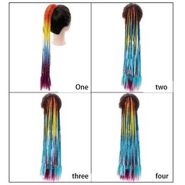 Zenyinfa Couleur de gradient synthétique Dirty Dirty Traided Ponytail 60cm élastique élastique Traité Pony Tail Hoil Extensions for Girls