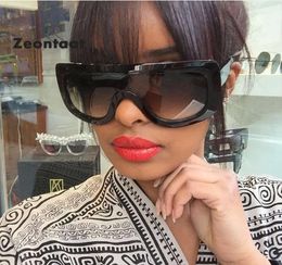 Zeontaat 2019 Oversized Vierkante Zonnebril Vrouwen Platte Top Mode Een Stuk Lens Zonnebril voor Vrouwen Merk Shades3830909