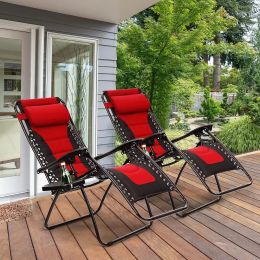 Zero Gravity Lawn stoelen set van 2 -opvouwbare recliner anti -zwaartekrachtlounge stoelen buitenkampstoelen voor het zwembad achtertuin stoel