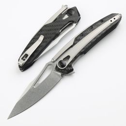 Hotsale 0990cf Flipper Cuchillo plegable 3.8 "20cv Fibra de carbono y TC4 manejan Survival Camping Tactical Pocket Knives Utility EDC Herramientas