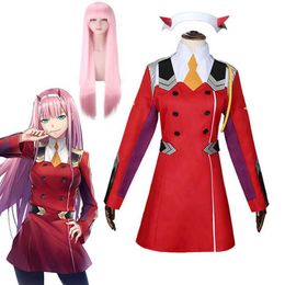 Costumes de Cosplay Zero Two, Anime DARLING in the FRANXX Zero Two 02, uniforme, couvre-chef, perruque, Costume d'halloween pour femmes, G3045