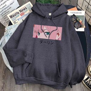 Nul twee lieveling in de Franxx print hoodies man sweatshirts herfst winter fleece warme hooded pullover anime harajuku kleding H1227